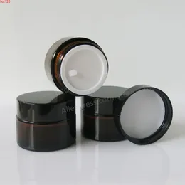 Vaso per crema in vetro ambrato da 200 x 30 g con coperchio nero, flacone da 1 oz di larghezza per uso cosmetico