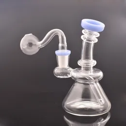 Mini bongos de água de vidro de 5,5 polegadas Heady Beaker Bong Dab plataformas de petróleo Borbulhador de vidro tubos de água Reciclador Bong com tubos de queimador de óleo de vidro macho de 14 mm