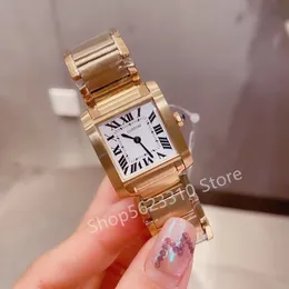 Nouvelle marque de mode dame montre à quartz couleur or mat petite taille marquée logo carré diamants horloge acier saphir montre-bracelet