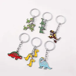 Lovely Primitive Dinosaur Keychain Cartoon Green Forest Animal Pendant Key Ring Girls Boys Party Gift Key Jewelry Accessories G1019