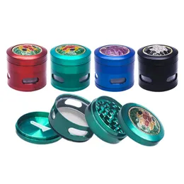 63mm Grinder per fumo a 4 strati Colore creativo Copertura a nido d'ape Finestra a quattro fori Divertente in lega di zinco Polline Tabacco Crusher Polline Screen Grinders Regalo Accessori per fumatori