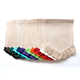 Colorful Ruffle Burlap Garden Flags 31*46cm 13 Colors DIY Jute Liene Yard Flag House Decoration Hanging Flag DH8586