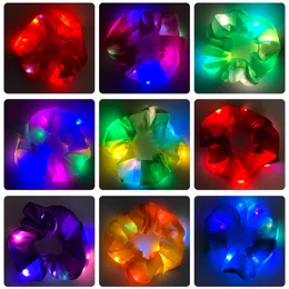 LED Large Intestine Hair Party Ins Luminous Headdress Three Gears Shiny Rope Net Red Nightclub Bungee Color Lamp Rubber Band Female Accessories W0136