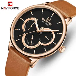 Naviforce Men's Watch Luxury Brand Fashion Quartz Män Klockor Läder Vattentät Sport Armbandsur Male Clock Relogio Masculino 210517