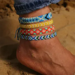 Étnica Bohemian Boho Onda Handmade Óculos de Óculos para mulheres Vintage Algodão Corda Leg Ankle Anklet Encantos Pulseira Praia Jóias