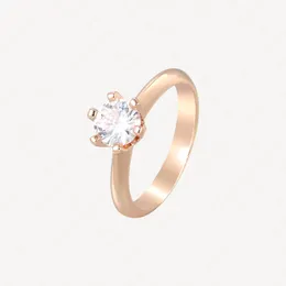 Wedding Ring Women Stainless Steel Alloy 18k Rose Gold Plated Craft Never Fade Not Allergic Diamond Rings Fashion Charm Accessories With Jewelry Pouches Wholesale