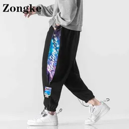 Zongke Print Works Men Men Fashion китайский размер 3XL японская уличная одежда для мужчин брюки белые леггинсы 2022 весна Новое прибытие Y220308