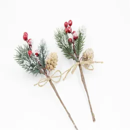 Julgran dekor simulering cedar bär bukett hem dekoration xmas ornament ormosia buketter diy krans pine cone bh4962 wy