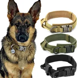 Taktisk LED Dog Collar Pet Outdoor Walking Dog Leash Large och Medium Militär Dogs Slitstarkt Utbildning Taktisk För Hundar 210729