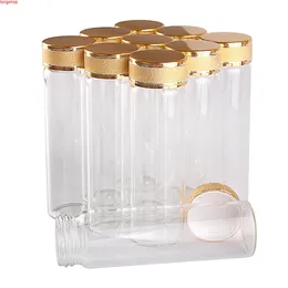 24 peças 50ml 30 * 100mm frascos de vidro com tampas geadas douradas transparentes frasco de perfume especiarias