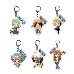 Fashion One Piece Keychain Luffy Zoro Nami Chopper Acrylic Key Chain Fans Souvenirs Creative Bag Charm Key Ring Holder Ornament G1019