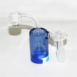 14mm male Glass Ashcatcher Hookah Bong with Colorful Silicone Container Reclaimer quartz banger Thick Pyrex Ash catcher Water Smoking Pipes