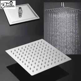 Modern Square Chrome Stainless Steel 8" Rainfall Shower Head Ultra-Thin Wall Mounted Top Ceiling Mounted Showerheads H1209
