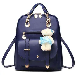 HBP Non-Leisure Women's Bag Towary Ins Plecak Kobiet szkolny japoński i koreański w stylu Akademii Little Bear Puppet Pendant 4 Sport DL6N