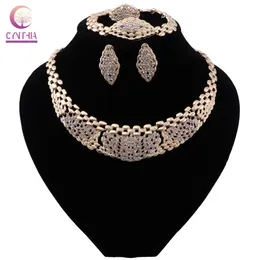 Dubai Gold Color Crystal Jewelry Conjuntos de Customer Fashion Moda Africana Grânulos Jayellry Set Atacado Noiva Acessórios