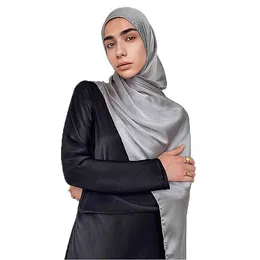 Högkvalitativ Satin Crinkle Hijabs Satin Crepe Kvinnor Silk Hijab Elevent Silky Scarv