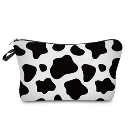 Fashion Cow Spots Eyelash Shape Cosmetic Bag Travel Bag Washing Toiletry Beaut Kit Make Up Case Organizer Storage Pouch