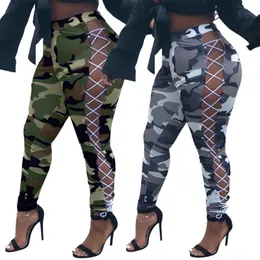 Dambyxor Capris Gretchen Sexig Camouflage Pant för Kvinnor Casual Hollow Out Large Slim Weare i 2021 Rouched Drawstring Tour