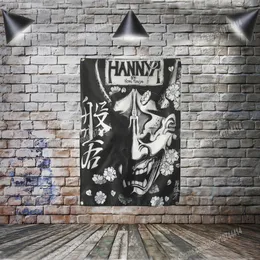 Hannya Japoński tatuaż plakat flagi banner dekoracji domu wiszące flaga 4 skorosze w rogach 3 * 5 stóp 96 * 144 cm malarstwo ścienne sztuki Plakaty