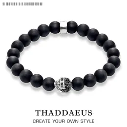 Skalle liten 10mm svart obsidian pärlor braceleteurope stil diy bra karma jewerly för kvinnor mode gåva i silver