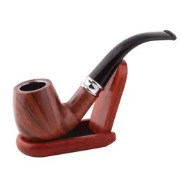 Vendita all'ingrosso di pipa classica durevole fatta a mano in legno liscia canna fumaria standard tabacco da fumo tipo piegato colore nero vendita di regali di compleanno