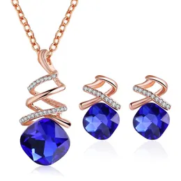 Серьги ожерелье Tshou228 Purple Crystal Woman Jewelry Set Bridal