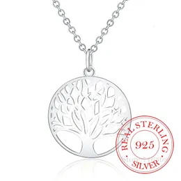 Heißer Baum des Lebens Kristall Runde Kleine Anhänger Halskette 925 Sterling Silber Bijoux Collier Elegante Frauen Schmuck Geschenk Dropshipping