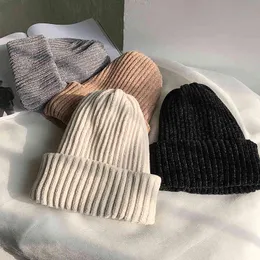 Fashion Jaar Winter Vrouwen Beanie Voor Mannen Gebreide Bonnet Outdoor Warm Caps Mode Effen Kleur Hoeden