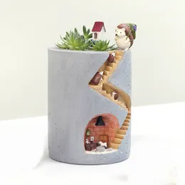 Creative Animal Resin Flowerpot Succulents Planter Vattenplantering Container Kanin Hedgehog Dekorativ Pot Skrivbord Ornament W4