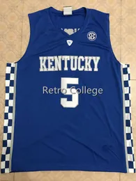 5 Maglia da basket universitaria retrò Kevin KNOX II Kentucky Wildcats con cuciture ricamate Personalizza qualsiasi nome e numero