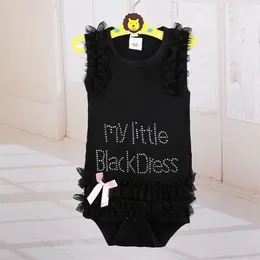 Schwarzes Kleid Baby Mädchen Bodys Spitze Tutu Neugeborene Overalls Mädchen Einteilige Kleidung Hemd 0-2 Jahre Bebe Roupas Babywear Baumwolle 210413