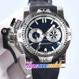 Ny Chronofighter White Inner Black Dial Quartz Chronograph Mens Watch Vänster Hand Två Tone Stålväska Gummi Rem Stoppur Klockor TimeZoneWatch E05B (1)