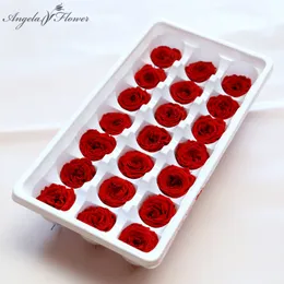 21PCS 2-3cm konserverad blomma Everlasting Rose Immortal Austin Presentförpackning DIY Eternal Life Flower Material Bröllopsfest heminredning