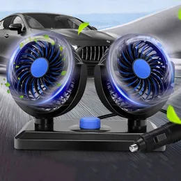 Dual för bil Auto Interieur 360 Graden-Ronde Koeling Accessoires Swing Fan Ventilatie Board Zomer 12V 24V