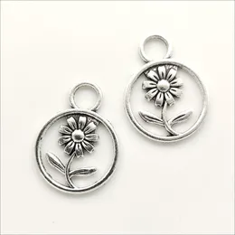 Lot 100pcs Flower antique silver charms pendants Jewelry DIY For Necklace Bracelet Earrings Retro Style 23*17mm DH0536