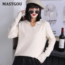 Women's Sweaters MASTGOU Collar Womens Sweater Thick Warm Autumn Winter Sweates Elegant Soft Knitted Female Jumpers Top Pull Femme Clot