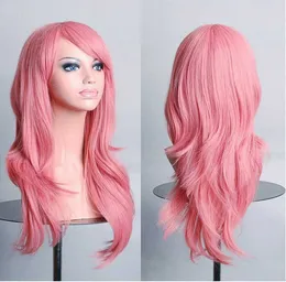 Omen Curly Wavy Wigs - Long Straight Cosplay Syntetisk Värmebeständig Full Hair Y0913