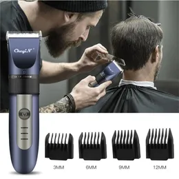 Profesyonel Saç Kesme Şarj Edilebilir Sakal Düzeltici Erkekler Elektrikli Kesme Seramik Bıçak Düşük Gürültü Berber Machine53 220106