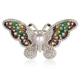 Elegant Charm Butterfly Animal Pearl Brooch Women Rhinestone Jewelry Colorful Insect Pins Vintage Fashion Gifts