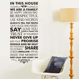 In this house Family Rules Home decor quotes wall decal 8084 decorative adesivo de parede vinyl wall sticker Wall Art 210420