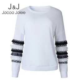 Jocoo Jolee Springの特大パーカーとスウェットシャツのための女性ファッションストリートウェアスダデラスムシザー女服トップ210518