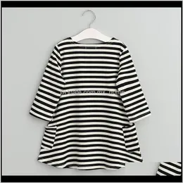 Baby Clothing Baby Kids Maternity Drop Delivery 2021 Little Girls Dresses Springautumn Casual Style Asymmetrical Striped Princess Dress The P