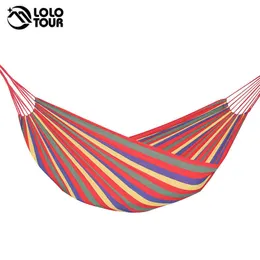 240*150cm 2 Person Hammock hamac outdoor Leisure bed hanging bed double sleeping canvas swing hammock camping hunting 3 Color SH190924