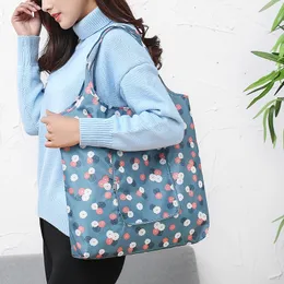 New Korean Storage Bag Folding Waterproof Large Capacity Shopping Bag Supermarket Zipper Flower Handbag