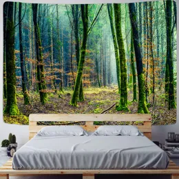 태피스트리 아름다운 자연 숲 인쇄 큰 벽 태피스트리 풍경 매달려 보헤미안 천 만다라 아트 장식