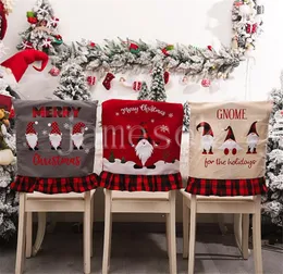 クリスマス装飾クリスマス格子縞の布椅子バックカバーリネン刺繍フェイスレス高齢祭り布飾りDD512