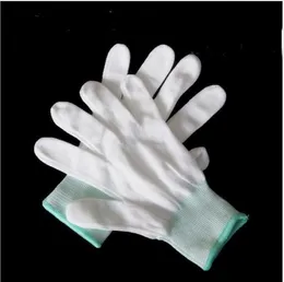 Fingerless handskar 10Pair 13-pin nylon vit handske kärna dammfri polyester elektronik fabrik arbete arbetsförsäkring män och kvinnor