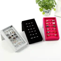 Stand-up Double-use Ring Holder Jewelry Rack Bracelet Counter Velvet Display Prop Earrings Earring Tray