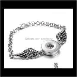 Charm Drop Teslimat 2021 Angel Wings Bangles Antik Sier Diy zencefil çırpın düğmesi Takı Aksesuarları Stil Bilezikleri Kadınlar İçin H1PCF