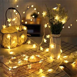 Solar Led Twinkling Stars Led Curtain Lights Party Decoration Christmas Lights Outdoor Decoration Colorful Led String Lights 211104